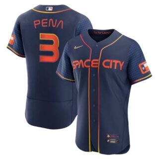 Men's Flex Base Jeremy Pena Houston Astros 2022 Space City Connect Navy Stitched Jersey