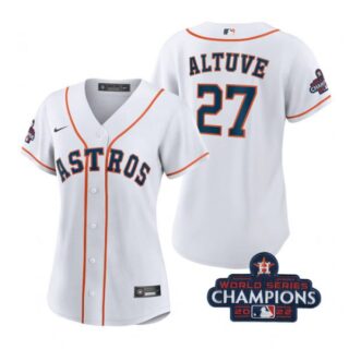 Women's Jose Altuve Houston Astros 2022 World Series Champions White Stitched Jersey