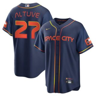 Men's Cool Base Jose Altuve Houston Astros 2022 Space City Connect Navy Stitched Jersey