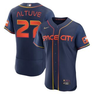 Men's Flex Base Jose Altuve Houston Astros 2022 Space City Connect Navy Stitched Jersey