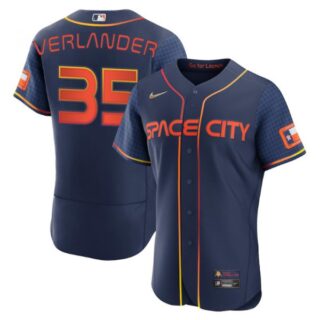 Men's Flex Base Justin Verlander Houston Astros 2022 Space City Connect Navy Stitched Jersey