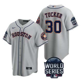 Men's Houston Astros Kyle Tucker 2021 World Series Stitched Jersey Cool Base Gray