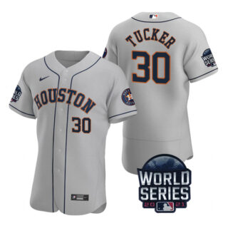 Men's Houston Astros Kyle Tucker 2021 World Series Stitched Jersey Flex Base Gray