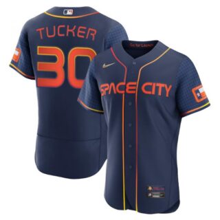 Men's Flex Base Kyle Tucker Houston Astros 2022 Space City Connect Navy Stitched Jersey