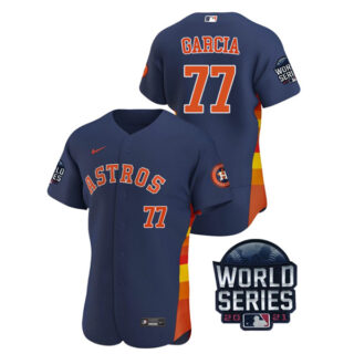 Men's Houston Astros Luis Garcia 2021 World Series Stitched Jersey Flex Base Navy
