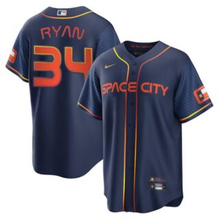 Youth Nolan Ryan Houston Astros 2022 Space City Connect Navy Stitched Jersey