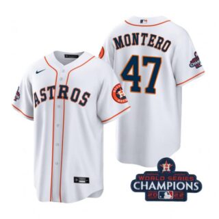 Youth Rafael Montero Houston Astros 2022 World Series Champions White Stitched Jersey