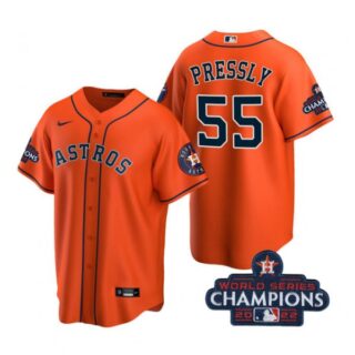 Youth Ryan Pressly Houston Astros 2022 World Series Champions Orange Stitched Jersey