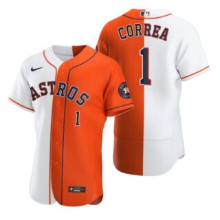 Men's Carlos Correa Houston Astros Flex Base Jersey White Orange