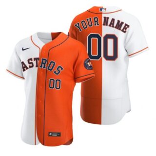 Men's Custom Houston Astros Flex Base Jersey White Orange