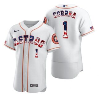 Men's Carlos Correa Houston Astros Flex Base Jersey White Stars