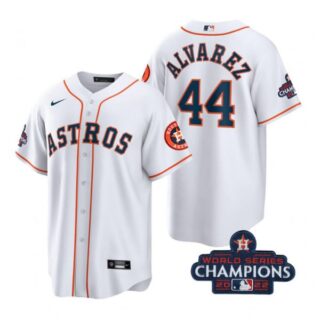 Youth Yordan Alvarez Houston Astros 2022 World Series Champions White Stitched Jersey