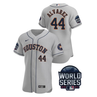 Men's Houston Astros Yordan Alvarez 2021 World Series Stitched Jersey Flex Base Gray