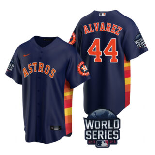 Men's Houston Astros Yordan Alvarez 2021 World Series Stitched Jersey Cool Base Navy