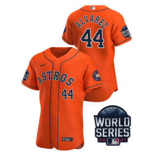 Men's Houston Astros Yordan Alvarez 2021 World Series Stitched Jersey Flex Base Orange
