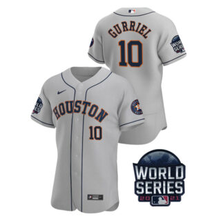 Men's Houston Astros Yuli Gurriel 2021 World Series Stitched Jersey Flex Base Gray