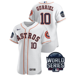 Men's Houston Astros Yuli Gurriel 2021 World Series Stitched Jersey Flex Base White Home