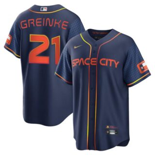 Men's Cool Base Zack Greinke Houston Astros 2022 Space City Connect Navy Stitched Jersey