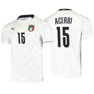 Men's Francesco Acerbi Italy National White Away Jersey