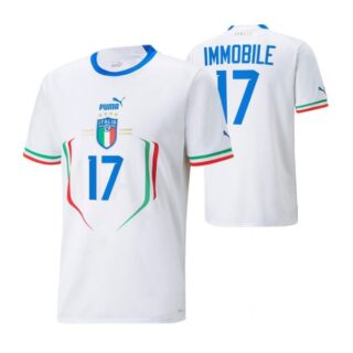 Youth Ciro Immobile Italy National Team White Away Soccer Jersey 2022-23