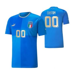 Youth Custom Italy National Team Blue Home Soccer Jersey 2022-23