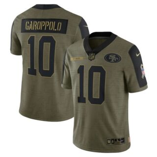 Men's #10 Jimmy Garoppolo San Francisco 49ers Olive 2021 Salute To Service Limited Jersey