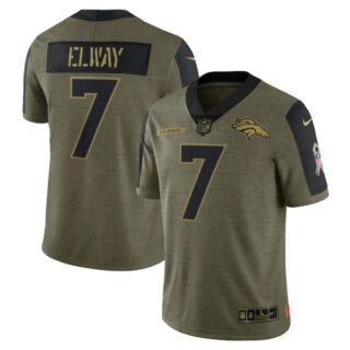 Men's #7 John Elway Denver Broncos Olive 2021 Salute To Service Limited Jersey