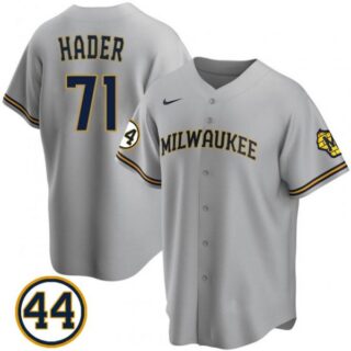 Men's #71 Josh Hader Milwaukee Brewers White Jersey Cool Base Gray