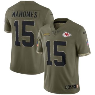 Men's Patrick Mahomes Kansas City Chiefs Olive 2022 Salute To Service Jersey Stitched