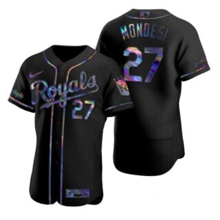 Men's Adalberto Mondesi Kansas City Royals Flex Base Jersey Black Holographic