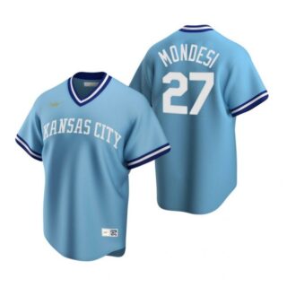 Men's Adalberto Mondesi Kansas City Royals Cool Base Jersey Light Blue Cooperstown