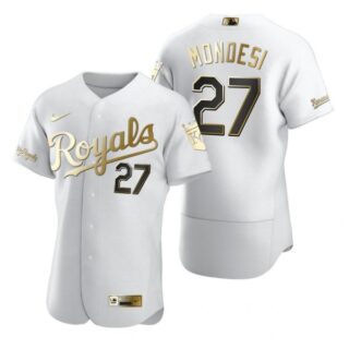 Men's Adalberto Mondesi Kansas City Royals Flex Base Jersey White Golden