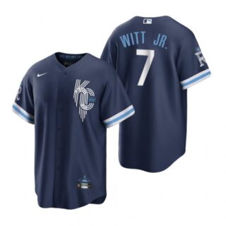 Men's - Cool Base Kansas City Royals Bobby Witt Jr. Navy 2022 City Connect Stitched Jersey
