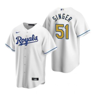 Men's Brady Singer Kansas City Royals Cool Base Jersey White Golden