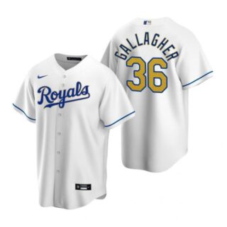 Men's Cam Gallagher Kansas City Royals Cool Base Jersey White Golden