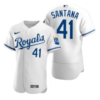 Men's Kansas City Royals Carlos Santana Stitched Jersey 2022 Uniform - White
