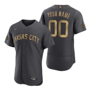 Men's Flex Base Custom Kansas City Royals 2022 MLB All-Star Game Charcoal Black Stitched Jersey