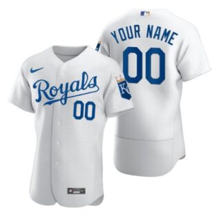 Men's Custom Kansas City Royals Flex Base Jersey White