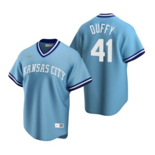 Men's Danny Duffy Kansas City Royals Cool Base Jersey Light Blue Cooperstown