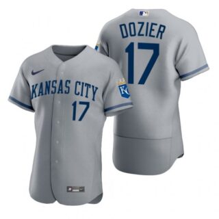 Men's Kansas City Royals Hunter Dozier Stitched Jersey 2022 Uniform - Gray