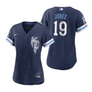 Women Kansas City Royals Jacoby Jones Navy 2022 City Connect Stitched Jersey