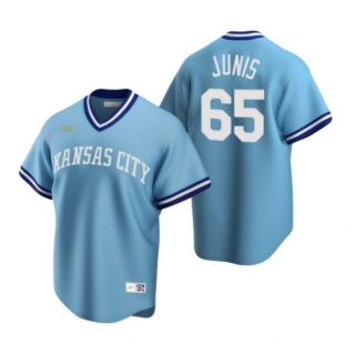 Men's Jakob Junis Kansas City Royals Cool Base Jersey Light Blue Cooperstown
