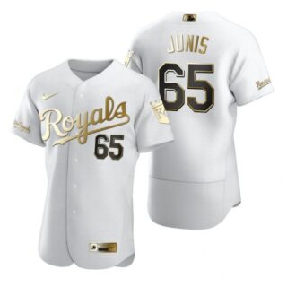 Men's Jakob Junis Kansas City Royals Flex Base Jersey White Golden