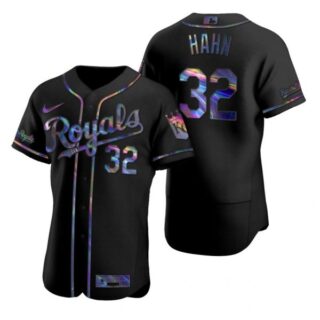 Men's Jesse Hahn Kansas City Royals Flex Base Jersey Black Holographic