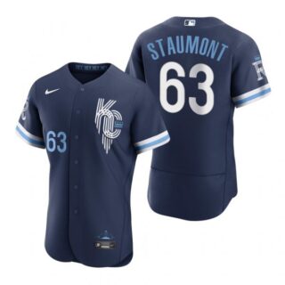 Men's - Flex Base Kansas City Royals Josh Staumont Navy 2022 City Connect Stitched Jersey