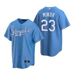 Men's Mike Minor Kansas City Royals Cool Base Jersey Light Blue