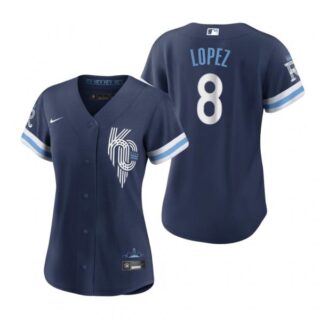 Women Kansas City Royals Nicky Lopez Navy 2022 City Connect Stitched Jersey
