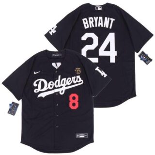 Youth Los Angeles Dodgers Kobe Bryant #8 #24 KB Patch Jersey Stitched Black