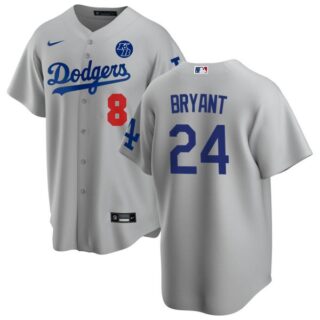 Youth Los Angeles Dodgers Kobe Bryant #8 #24 KB Patch Jersey Stitched Gray