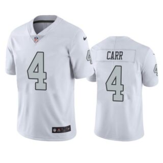 Men's #4 Derek Carr Las Vegas Raiders White Color Rush Limited Jersey Stitched